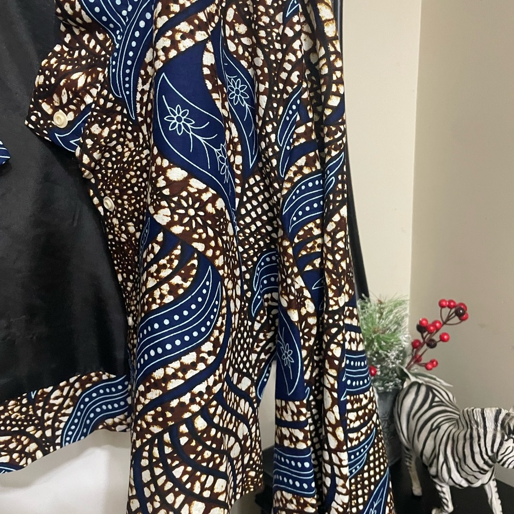 Brown And Blue Patterned Blouse - image 2